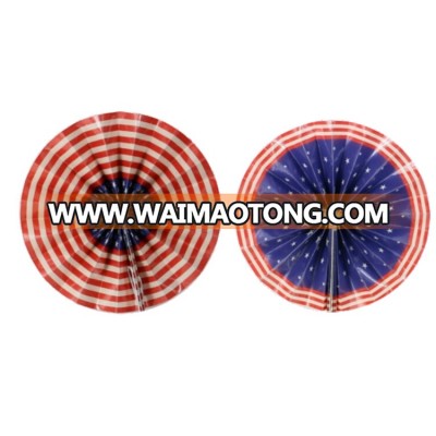 Hanging Paper Fans USA Red White Blue American Flag Design for Home Decoration