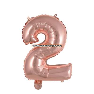 Rose gold letter number foil mylar helium balloon