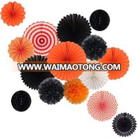 Party Decorations Set Tissue Paper Fan Paper Pom Poms Flowers and Honeycomb Ball forHalloween Thanksgiving Tea Party Decoration