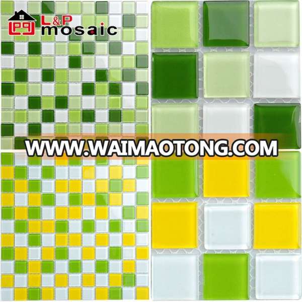 Hot sale green crystal glass mosaic tile for bathroom,kitchen,interior wall