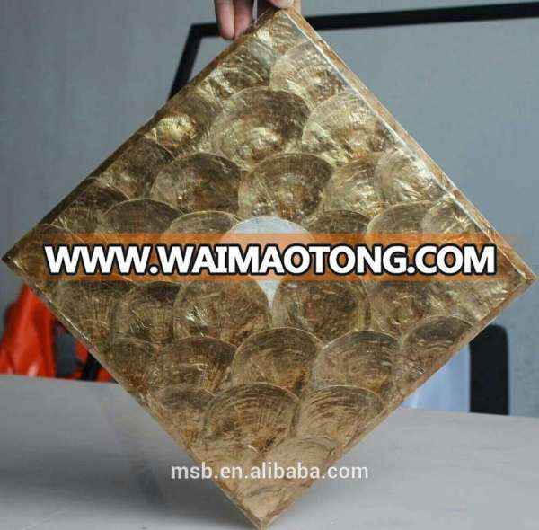 Natural Popular Mother Of Pearl Capiz Shell Gold Mosaic Tile